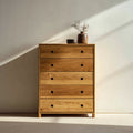 Chest of Drawers Wooden 5-Drawer 90x40x100 cm - Natural Finish - Modern Style