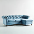 Chesterfield Velvet Upholstered Sectional Sofa 230x90x75 cm - Blue - Classic Design