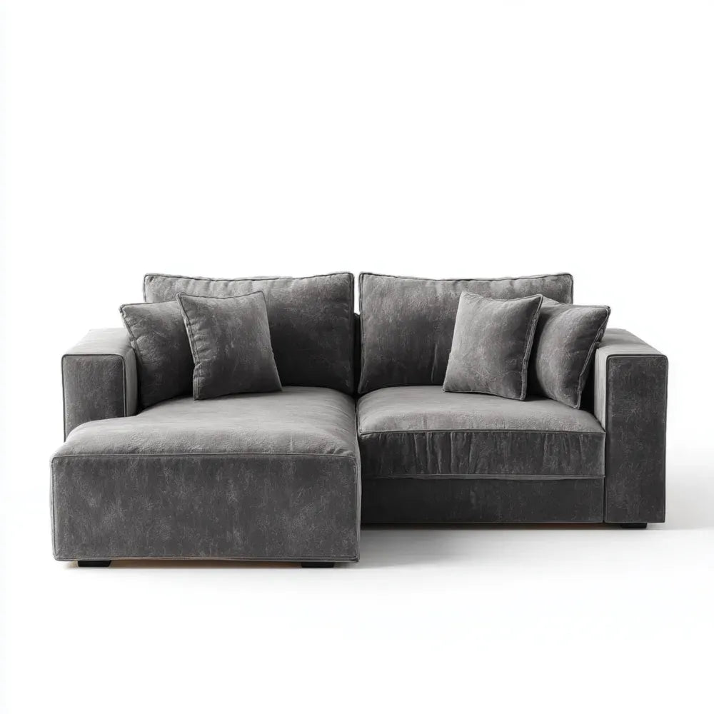 Sectional Sofa Fabric Upholstery 220x160x85 cm - Dark Gray - Modern Design