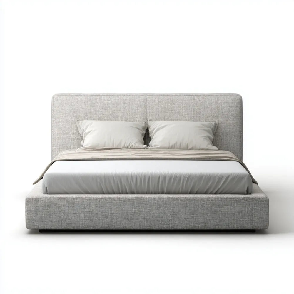 Double Bed Upholstered Fabric 200x160x100 cm - Light Gray - Modern Design
