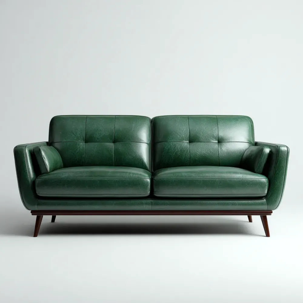 Leather Sofa - Green Upholstery - 180x75x85 cm - Modern Design