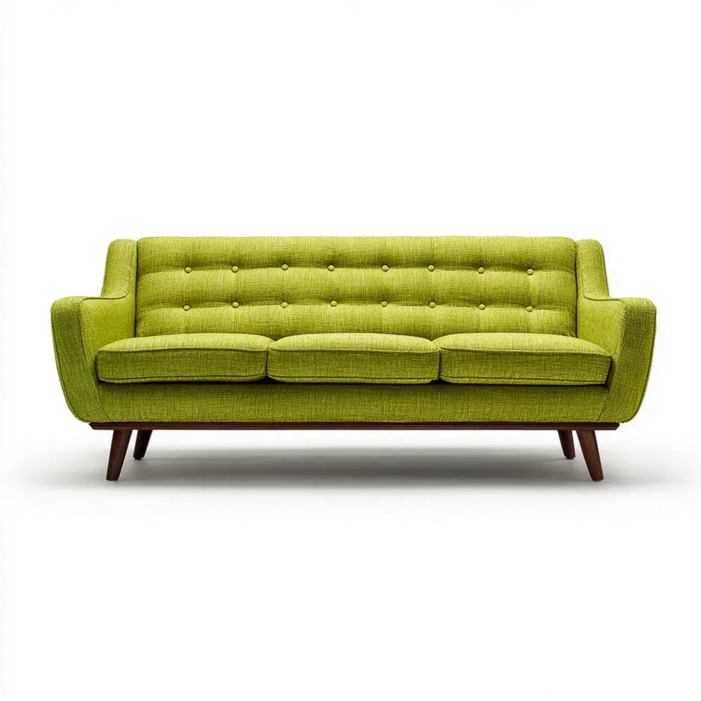 Mid-Century Modern Sofa Set Fabric Upholstered 200x80x85 cm - Green
