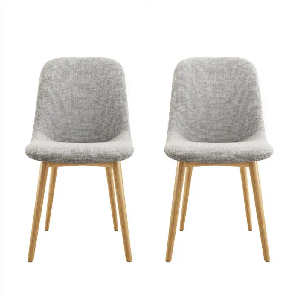 Dining Chairs Set of 2 - Fabric Upholstery - 48x52x81 cm - Light Grey - Modern Design