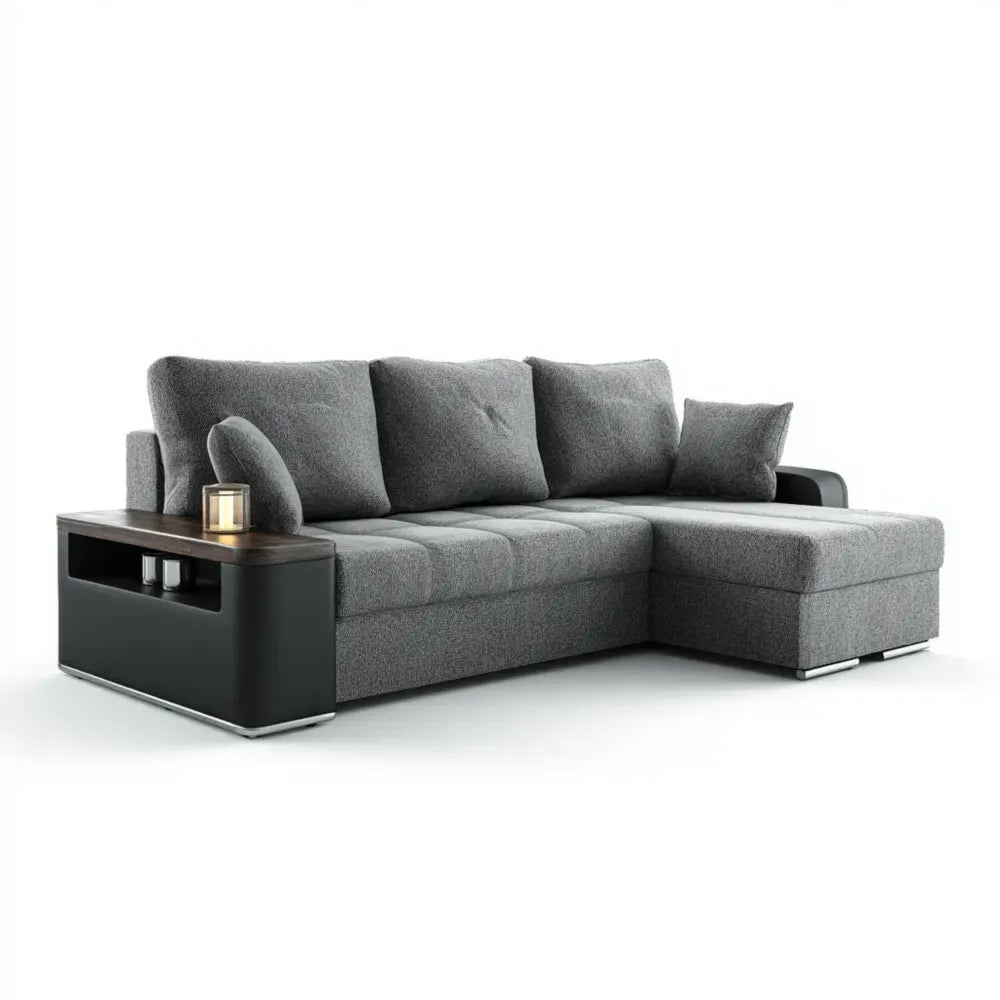 Sectional Sofa Set Fabric Upholstery 250x150x85 cm - Dark Gray - Modern Design