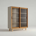 Display Cabinet 120x40x180 cm - Natural Finish - Modern Design