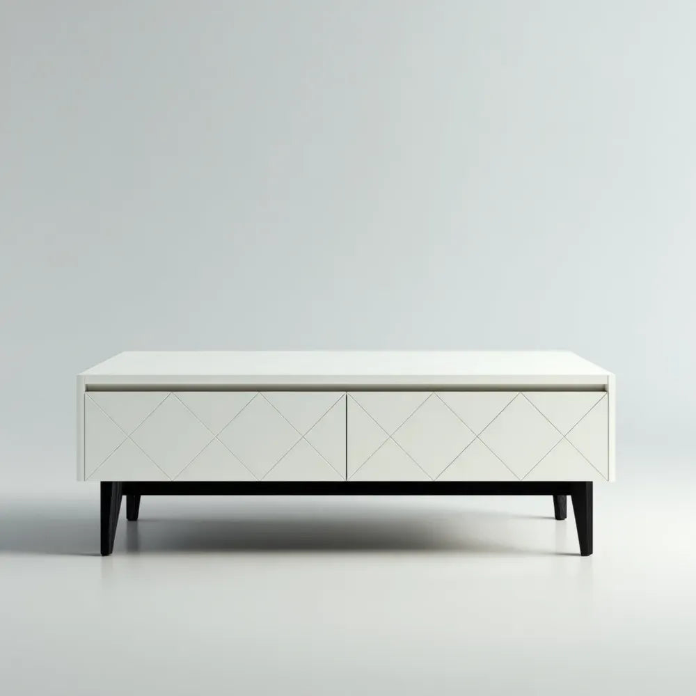 Coffee Table - Wooden 100x50x40 cm – White – Modern Style