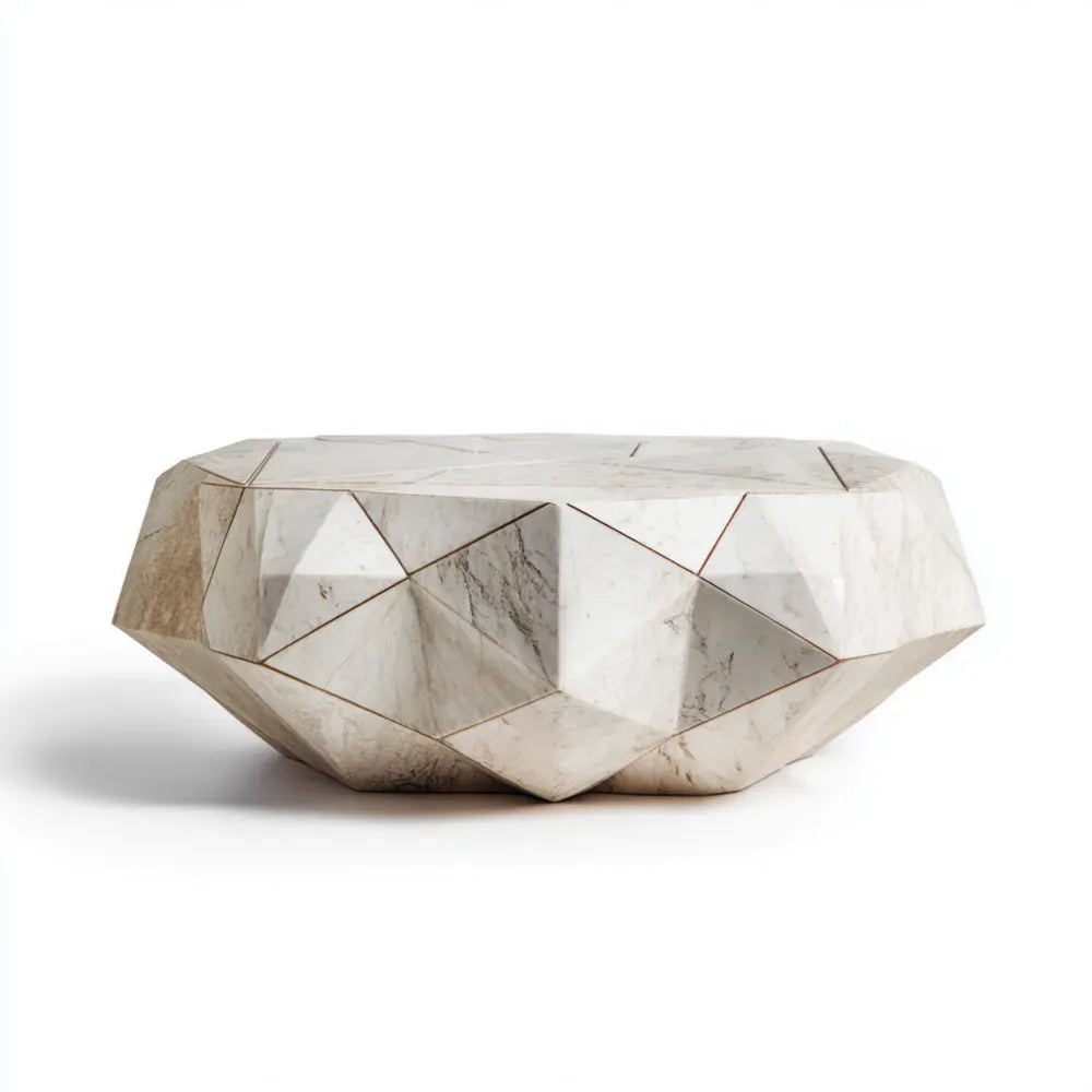 Coffee Table 100x100x45 cm - Marble Geometric Design