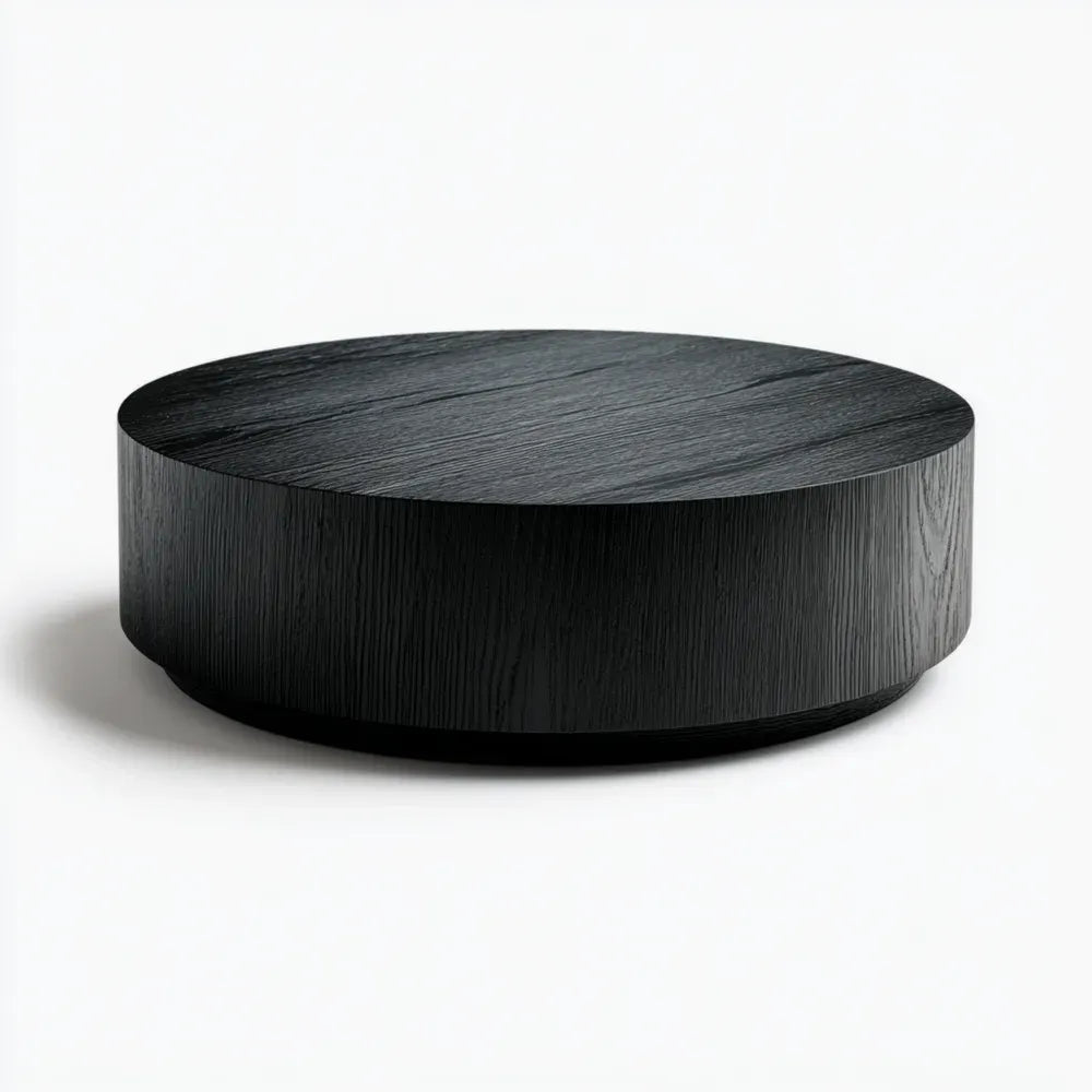 Round Coffee Table Wood 85x85x30 cm – Black – Contemporary Design
