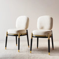 Dining Chairs Set of 2 - 48x52x80 cm - Fabric Upholstery - Cream/Black - Modern Design