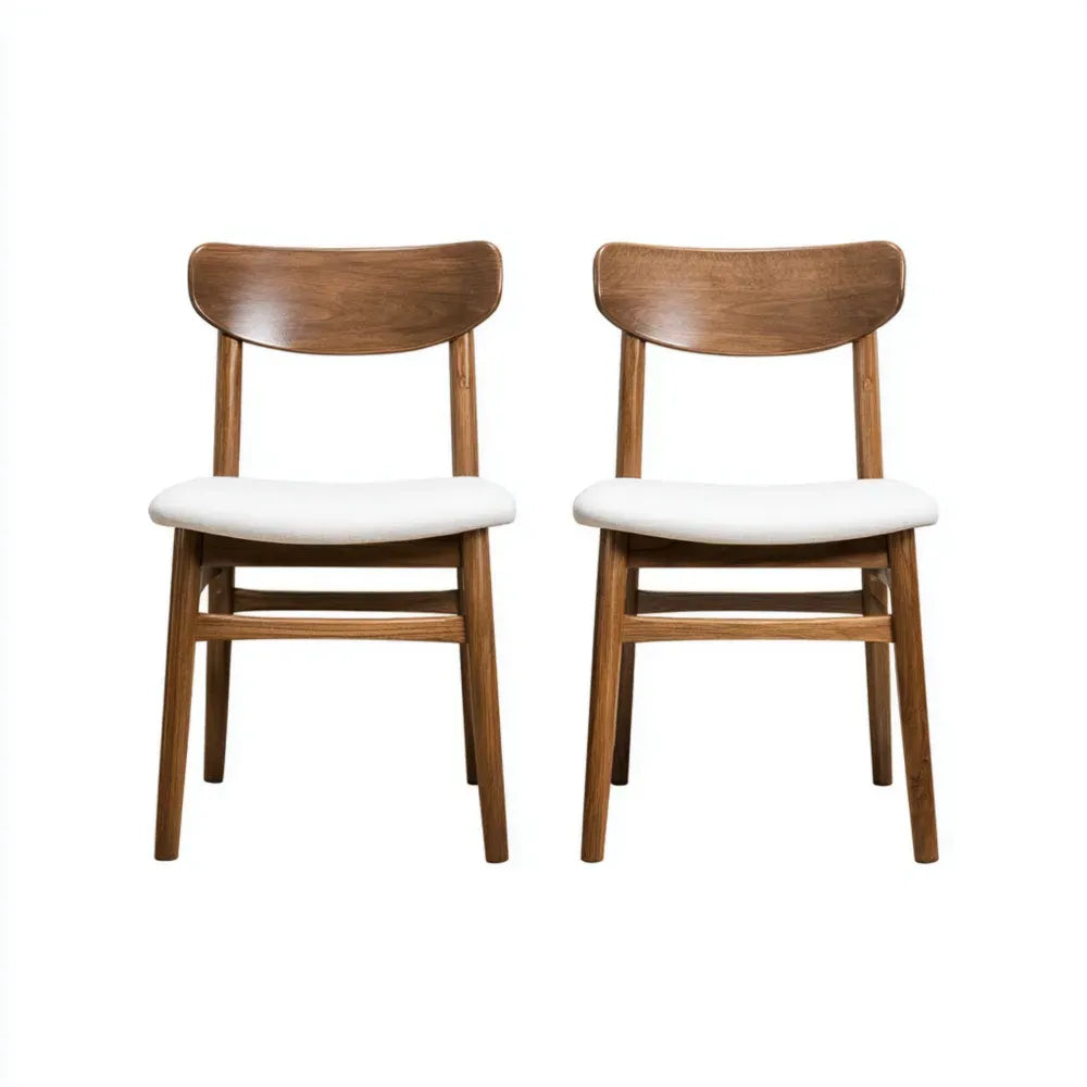 Mid-Century Modern Dining Chairs Set of 2 - 45x50x85 cm - White