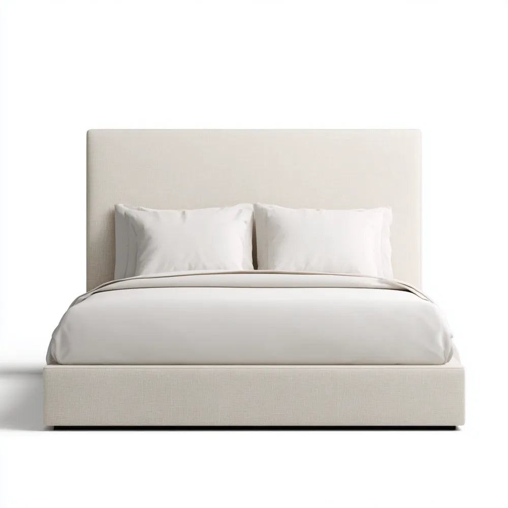 Double Bed Fabric Upholstered 200x150x100 cm - Off White - Modern Style