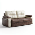 Convertible Sofa Faux Leather 200x90x85cm - Cream/Brown - Contemporary Design