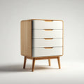 Chest of Drawers - Wood/White Finish 75x40x100 cm - Modern Design