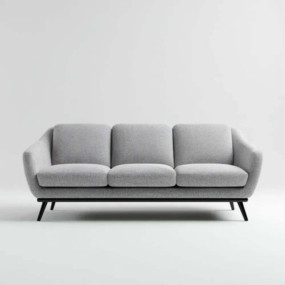 3-Seater Sofa - Fabric Upholstery 210x85x75 cm - Light Grey - Modern Design