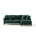 Sectional Sofa Velvet Upholstery 250x160x85 cm - Emerald Green - Contemporary Design