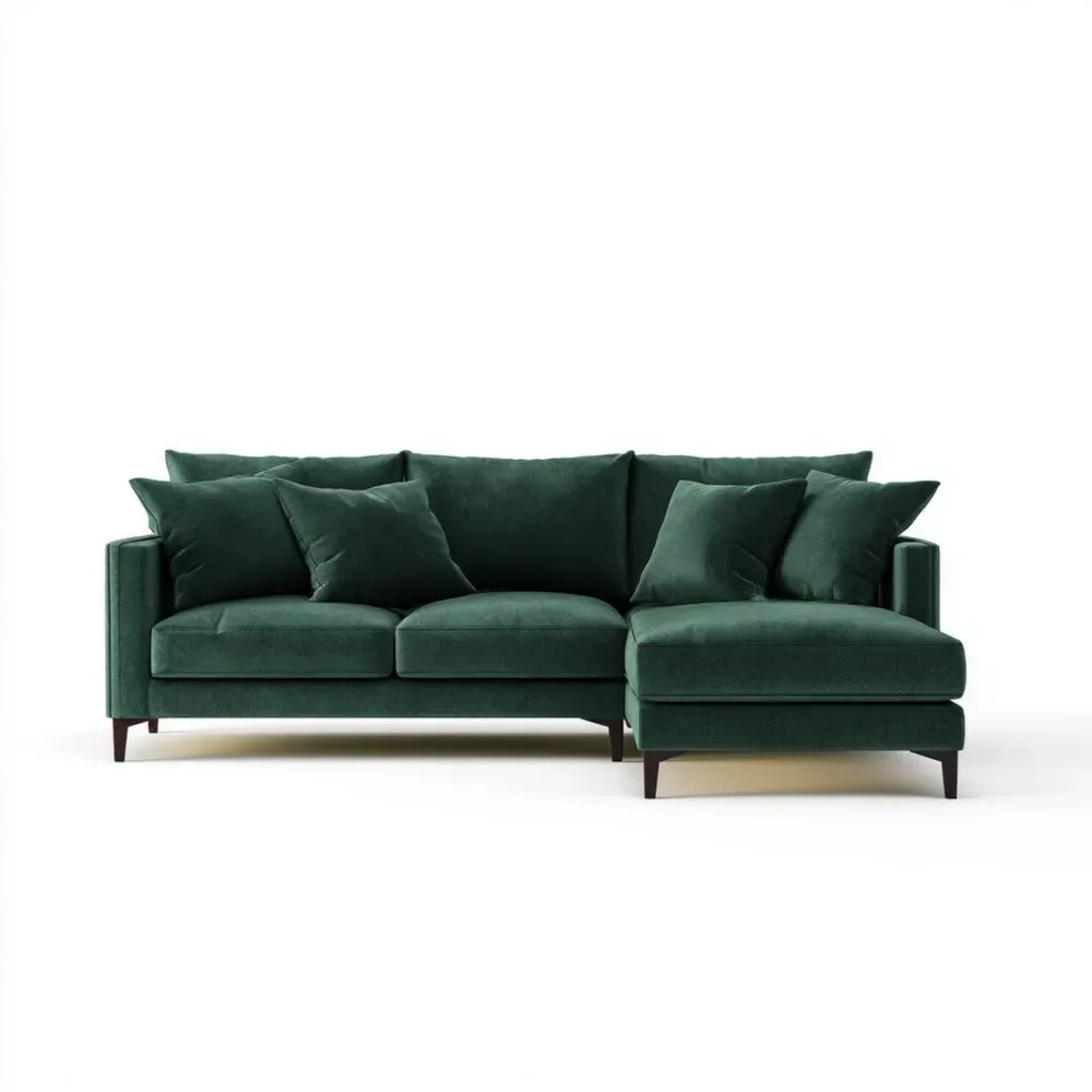 Sectional Sofa Velvet Upholstery 250x160x85 cm - Emerald Green - Contemporary Design